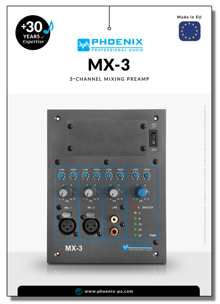 Image of product sheet of MX-3 preamp