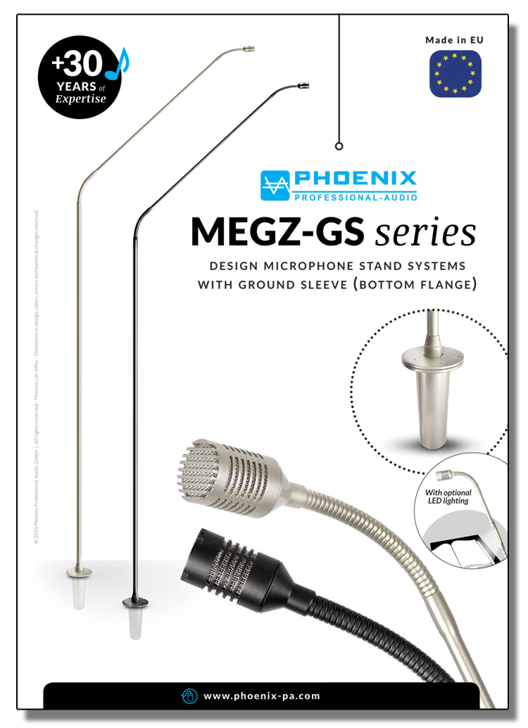 Image of product sheet of MEGZ-GS series microphone stand systems