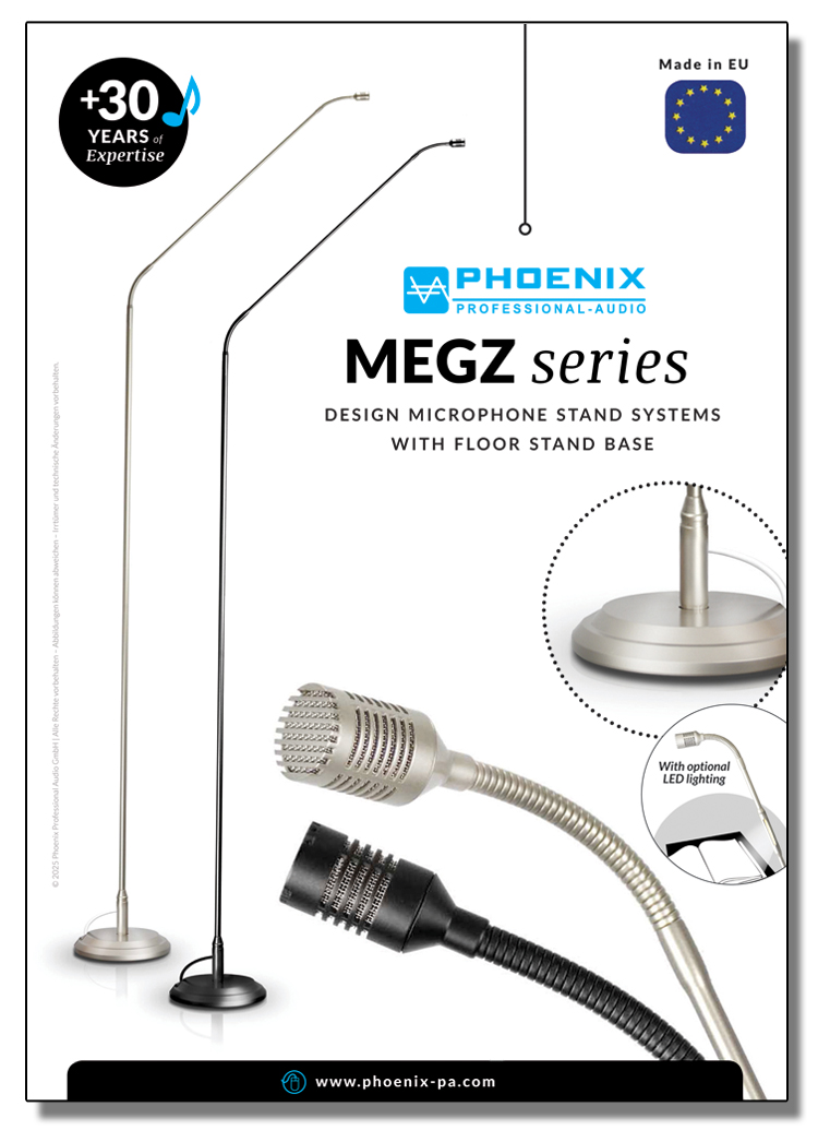 Image of product sheet of MEGZ series microphone stand systems