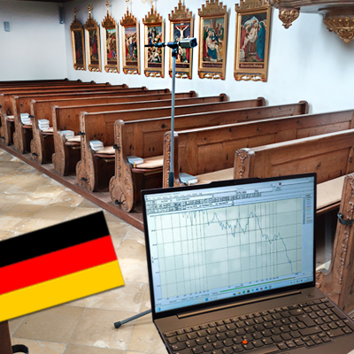 kirche st georg fraunberg mit computer zur anlagen-einpegelung